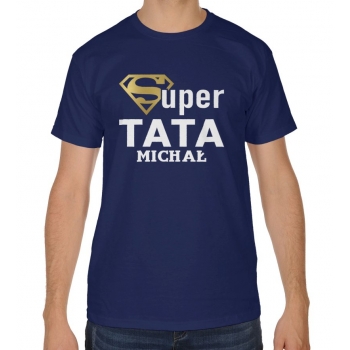 Koszulka męska na dzień ojca Super tata 2 + imię